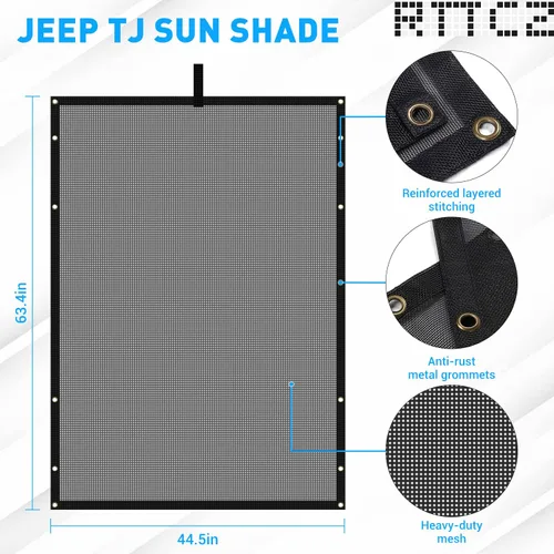 Miniatura 3 de RT-TCZ para Jeep TJ Parasol de Sol Techo de Malla Bikini Top Cover para Jeep Wrangler TJ 1997-2006 Negro