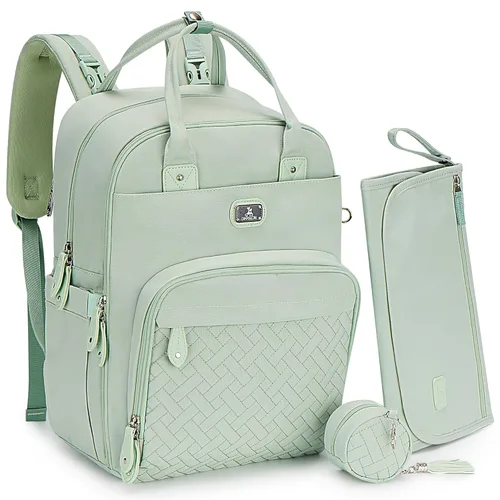 Miniatura 25 de Dikaslon - Mochila para pañales con cambiador portátil, funda para chupete y correas para cochecito, bolsas de bebé unisex grandes para niños y Azul