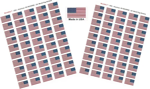 Miniatura 226 de 100 calcomanías de la bandera de Alaska; 1.5" x 1" hechas en Estados Unidos, calcomanías autoadhesivas de la bandera del estado para álbumes