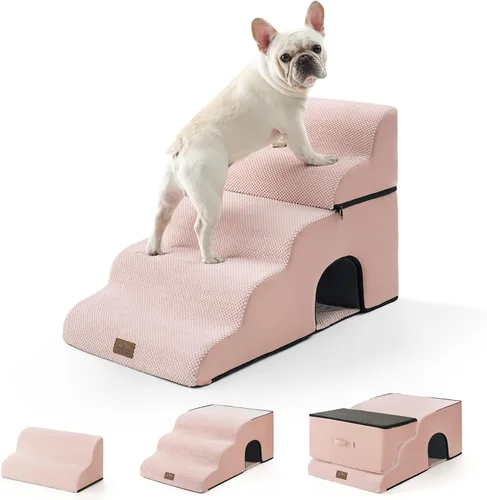 Miniatura 14 de COZY KISS Escaleras anchas para perros pequeños de 15.7 pulgadas de alto, escalón para mascotas para cachorros, gatos mayores, rampa curva