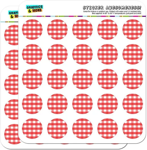 Gingham Red Picnic Western Birthday 1" Planificador Calendario Scrapbooking Crafting Pegatinas - Opaco