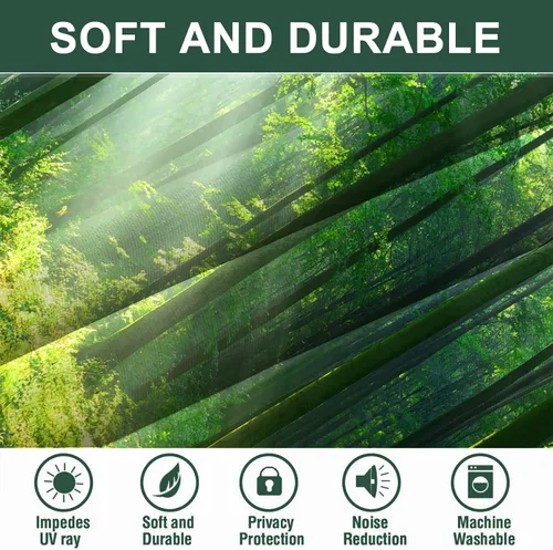 Miniatura 31 de AWERT Cortinas opacas para dormitorio, árbol negro con niebla, naturaleza, amanecer, bosque, 2 paneles para sala de estar, bloqueo de calor, 21 x 45