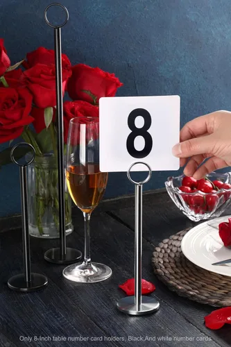 Miniatura 9 de New Star Foodservice 27693 - Soporte para tarjetas de números de mesa con clip de anillo, con tarjetas de números, 1 a 24, juego de 24, 8 pulgadas