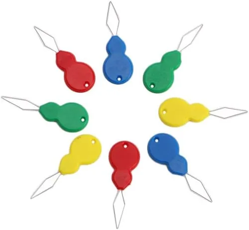Miniatura 5 de 10/20 agujas simples de plástico para manualidades, enhebradores de agujas en forma de hoja de plástico para máquina de coser, bordados de bricolaje