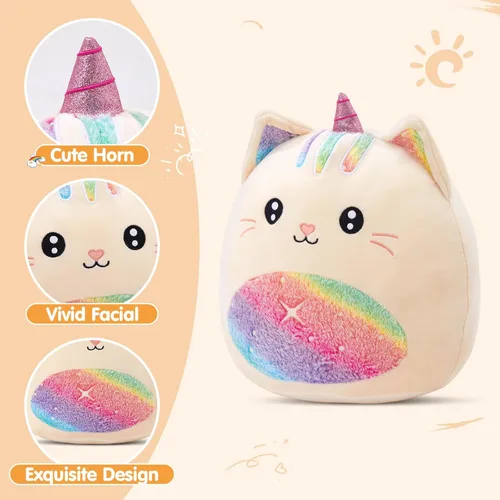 Miniatura 2 de Athionsu - Almohada de felpa de unicornio de 14 pulgadas, suave y tierno juguete de peluche para niñas y niños, bonito regalo de peluche de vientre