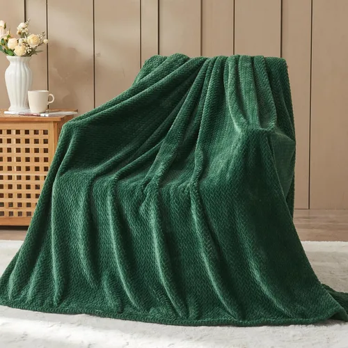 Miniatura 20 de NEWCOSPLAY Manta de Tiro Súper Suave Aqua Franela Sedosa Premium Fleece con Patrón de Hojas Ligera Manta de Cama para Uso en Todas las Estaciones