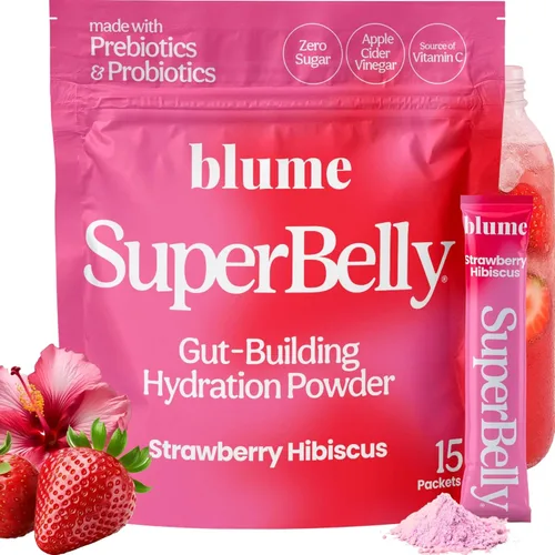 Miniatura 11 de Blume SuperBelly Paquetes de Salud Intestinal e Hidratación Para Llevar, Compatible con GLP-1, Sin Azúcar, con Prebióticos, Probióticos, Vinagre