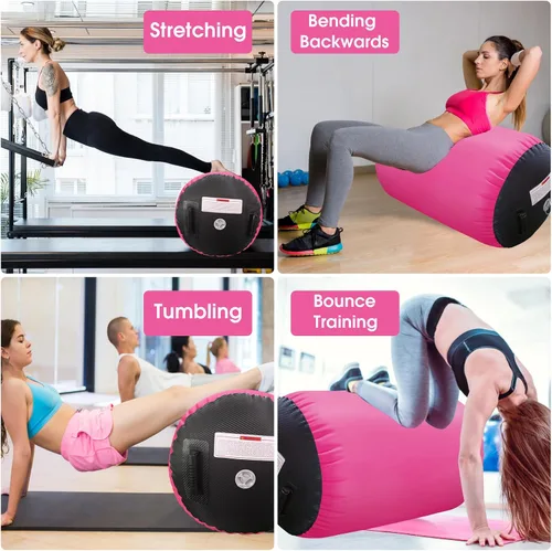 Miniatura 5 de Rodillo de aire para gimnasia, colchoneta inflable para rodillos de aire, equipo de gimnasia, cilindro de equilibrio con bomba para yoga