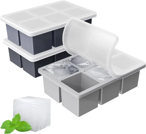 Miniatura 8 de Bandeja grande para cubitos de hielo para whisky: FDDBI Molde grande cuadrado para cubitos de hielo para cóctel - Paquete de 3 bandejas de silicona
