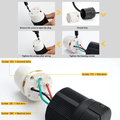 Miniatura 7 de STARELO Enchufe de bloqueo de 30 amperios/conector para grupo electrógeno, NEMA L14-30P y L14-30C, 125/250V 3 polos 4 cables con conexión a tierra