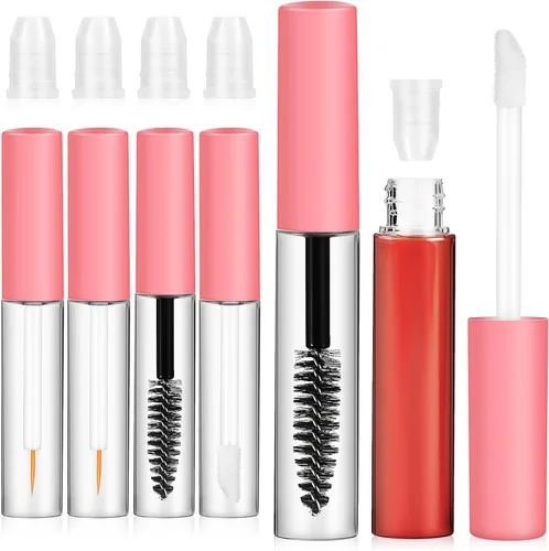 6 tubos de rímel vacíos con varitas rellenables, recipientes cosméticos para delineador de pestañas y brillo de labios, uso diario y viajes