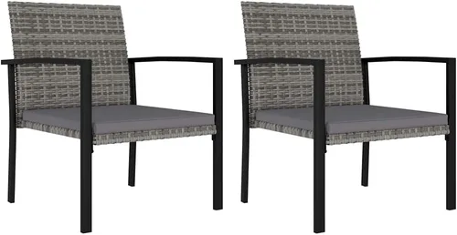 Miniatura 6 de vidaXL Sillas de comedor modernas, 2 piezas, silla de comedor de ratán para patio con cojín, silla de comedor de mimbre al aire libre para jardín