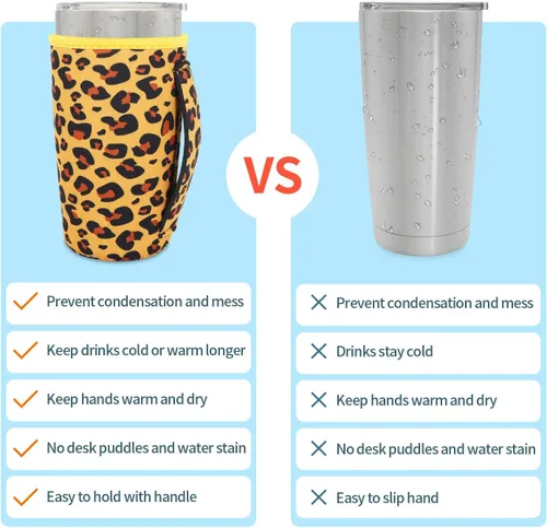 Miniatura 3 de Fundas Aislantes de Neopreno Portavasos con Asa para Vasos Tumbler de 20oz, Funda Reutilizable para Café Helado Para tazas de café de 30oz - 32oz