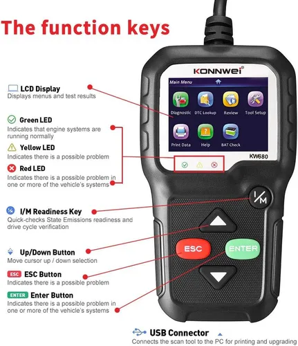 Miniatura 4 de KONNWEI Herramienta de diagnóstico OBD2 lector de código de coche KW680 Herramienta de escaneo de luz de control mejorado OBD II escáner