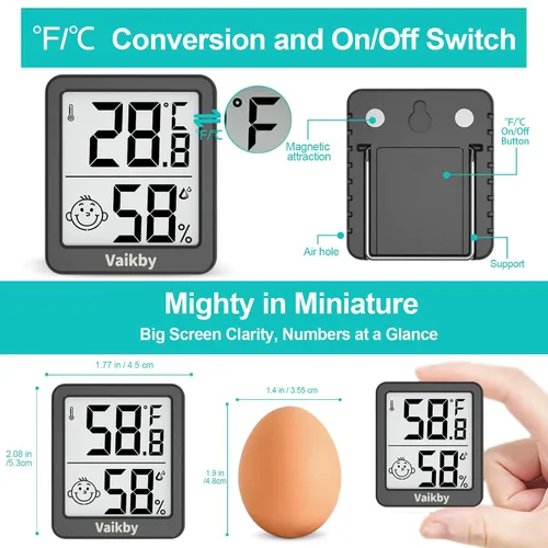 Miniatura 6 de Higrómetro de humedad para interiores, paquete de 3, termómetro de habitación para monitor preciso de temperatura ambiente, higrómetro digital