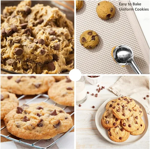 Miniatura 5 de Juego de 3 cucharas para galletas, 3 cucharas para helado, cucharas de galletas para hornear, de acero inoxidable 18/8 para hornear, cuchara