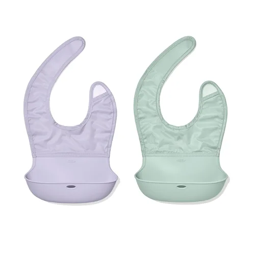 Miniatura 10 de OXO Tot Babero enrollable, paquete de 2, flor y anochecer