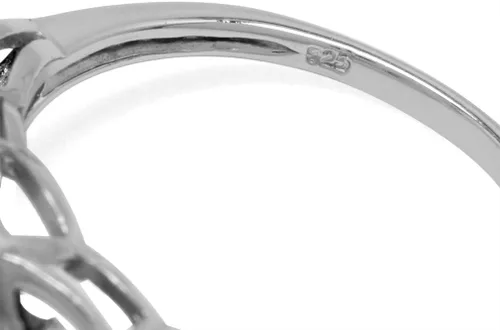 Miniatura 6 de Silvershake Anillo solitario de plata de ley 925 chapada en oro amarillo de 0.315 in con piedras preciosas de forma redonda con nudo celta triquetra