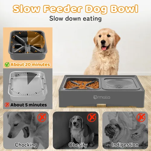 Miniatura 4 de Cuencos elevados para perros de alimentación lenta sin derrames, cuenco elevado para perros grandes, medianos y pequeños, protector contra