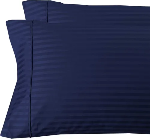 Miniatura 4 de sheetsnthings Juego de 2 fundas de almohada de 300 hilos, tamaño Queen, color negro a rayas