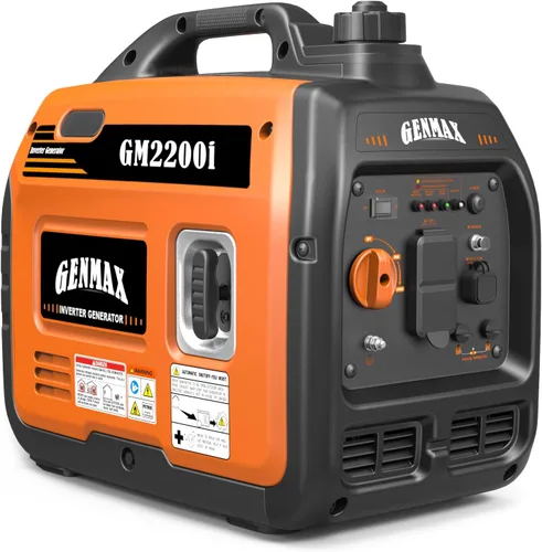Miniatura 20 de GENMAX Generador portátil, motor de gas ultra silencioso de 1200 W, cumple con la EPA, función de modo ecológico, ultraligero para uso doméstico
