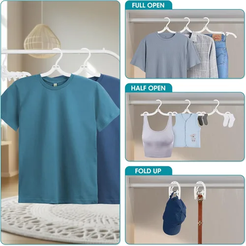 Miniatura 32 de 30 Piezas Perchas de Viaje Portátiles Plegables Organizador de Perchas de Viaje, Estante de Secado de Ropa de Plástico Artículos Esenciales
