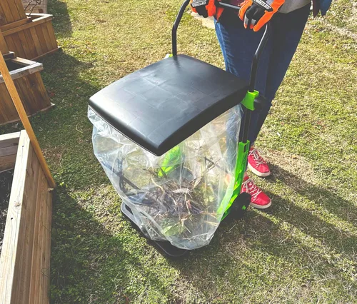Miniatura 8 de Bosmere W305LVC Carrito de jardín propósito, cubo de basura plegable ajustable para patio, papelera portátil, verde bosque