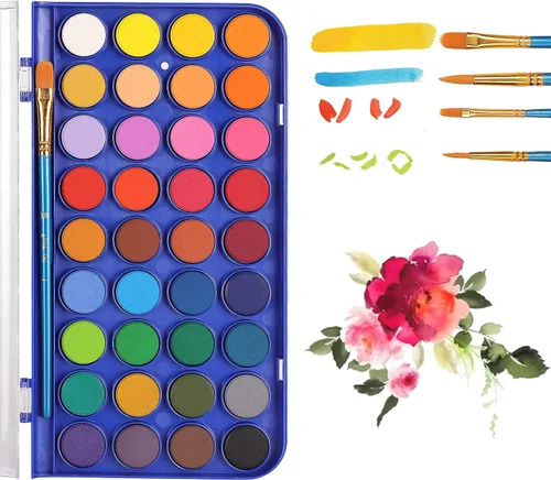Miniatura 7 de Mr. Pen - Juego de pintura de acuarela, 40 piezas, 36 colores, pinturas de acuarela, 4 pinceles, pintura de acuarela no tóxica, juego de acuarela