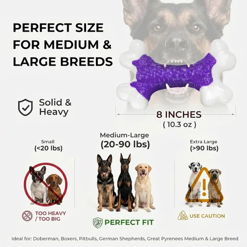 Miniatura 4 de Kseroo - Juguetes duros para perros masticadores agresivos de raza grande y mediana con sabor a tocino, juguete de hueso para perros, de nailon