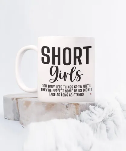 Miniatura 3 de ODDITEES Taza de café divertida corta para niñas, diseño de God Only Lets Things Grow Until Are Perfect - Taza de café de 11 onzas, color blanco