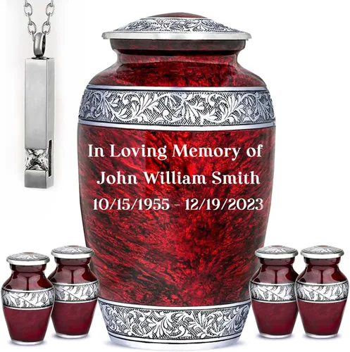 Miniatura 19 de Personalized Custom American Eagle Urn Set of 6 - Hand-Engraved Black Eagle Urns for Human Ashes Adult Female & Male, Includes 1 Large Adult Urn