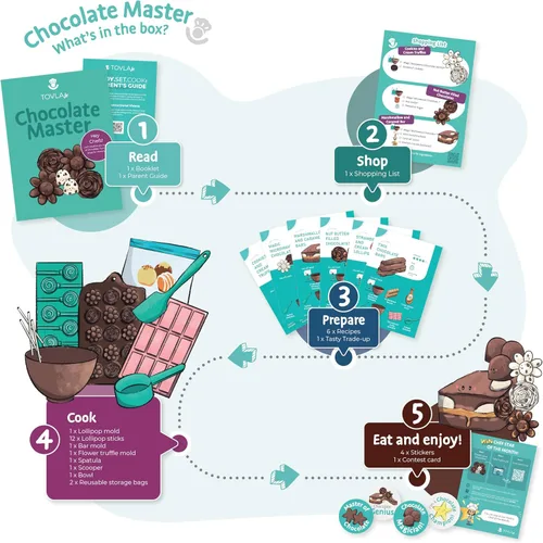 Miniatura 7 de Tovla Jr. Kit de fabricación de chocolate real para niños Aprende a cocinar con herramientas reales Set de regalo educativo STEM a partir de 4