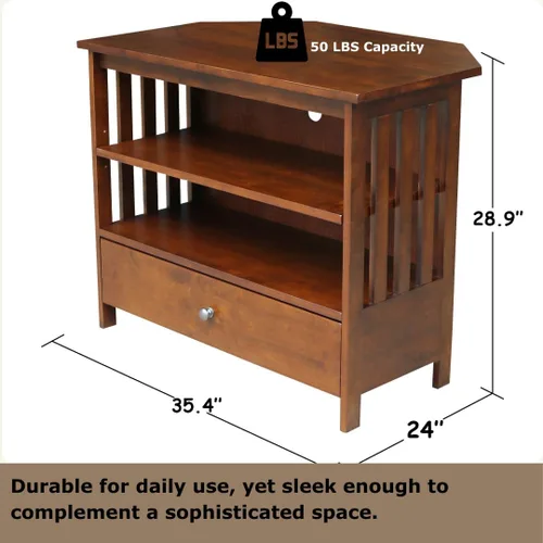 Miniatura 2 de Mueble esquinero Mission de madera maciza/soporte para TV, color espresso