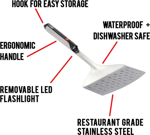 Miniatura 4 de GRILL LIGHT - Espátula de barbacoa de acero inoxidable Lone Star Texas con linterna LED - Acero grueso de grado restaurante - Impermeable y apto