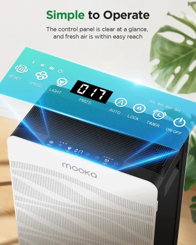 Miniatura 9 de Purificador de aire para hogar habitación grande 2800 pies², MOOKA purificadores de aire de doble cara para hogar mascotas con filtros lavables
