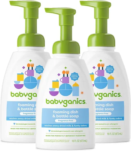 Miniatura 8 de Babyganics Jabón espumoso para platos y biberones, botella con dispensador, cítricos, poder de limpieza derivado de plantas, elimina la leche seca