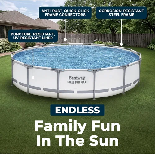 Miniatura 7 de Bestway Steel Pro MAX - Piscina elevada de natación (12 pies x 30 pulgadas) Piscina familiar redonda para patio trasero al aire libre Incluye