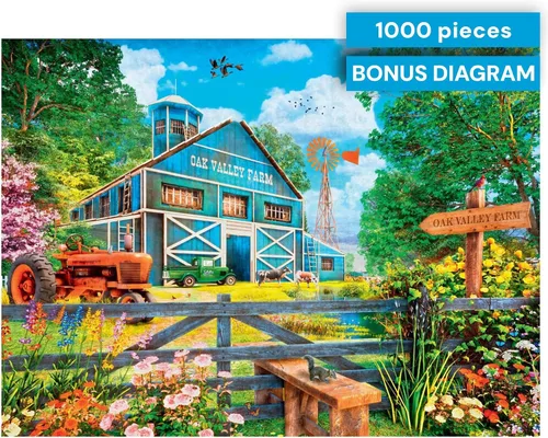 Miniatura 7 de Buffalo Games Dominic Davison Oak Valley Farm - Rompecabezas de 1000 piezas, colección Country Life, 26.75 x 19.75 pulgadas, rompecabezas