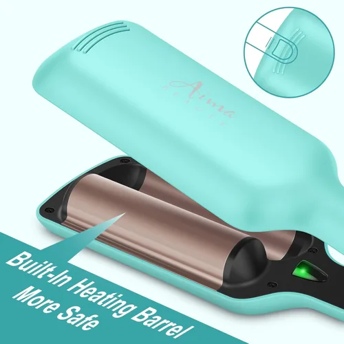 Miniatura 5 de 32mm (1.25") Aima Beauty Twins Sirena Ondas Sueltas Rizador de Cabello, Rizador de 2 Barriles con Protección Anti-Quemaduras, Rizador de Pelo, Verde