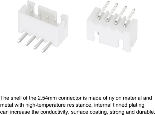 Miniatura 4 de MECCANIXITY Conector de 0.100 in, adaptador macho de 4 pines, cabezal de clavija de ángulo recto, enchufe blanco para conexión de cable a placa