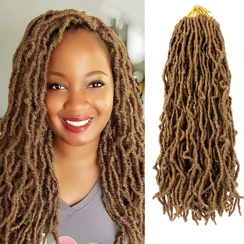 Miniatura 7 de Umylar - Paquetes de 7 rastas sintéticas de ganchillo de 24 pulgadas / 61 cm., extensiones de rastas suaves de diosa, cabello sintético de ganchillo