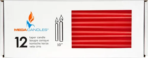 Miniatura 3 de Mega Candles 12 velas cónicas rojas sin perfume, velas de cera vertida a mano de 10 x 7/8 pulgadas, decoración del hogar, recepciones de boda, Rojo