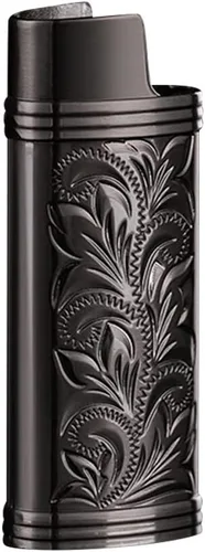 Estuche más ligero, aleación de zinc patrón de flores portátil vintage metal encendedor caso cubierta de la funda para mini encendedor J5