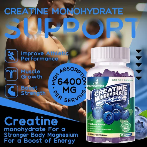Miniatura 2 de Complejo de gomitas de monohidrato de creatina para hombres y mujeres, fórmula avanzada con L-taurina + vitamina B12, suplemento masticable sin