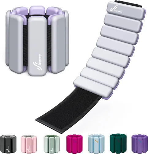 Miniatura 18 de Sportneer Pesas de muñeca y tobillo para mujeres y hombres, 1 par (1 libra/2 libras cada uno), pulsera con peso ajustable de silicona para yoga