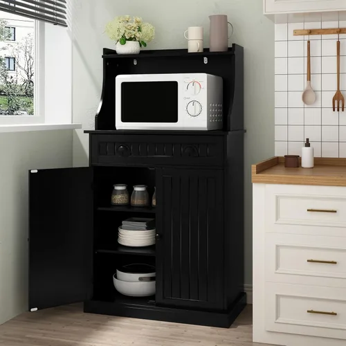 ARTPOWER - Gabinete/Soporte de microondas de cocina de 54 pulgadas con almacenamiento y cajones, gabinete de almacenamiento de despensa con alacena