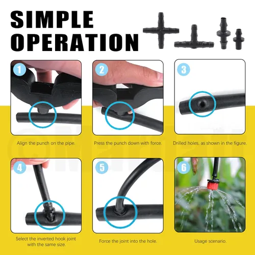 Miniatura 6 de Kit de accesorios de conectores de púas de riego por goteo de 152 piezas para tubos de 1/4 pulgadas, incluye rociador atomizador de rociador