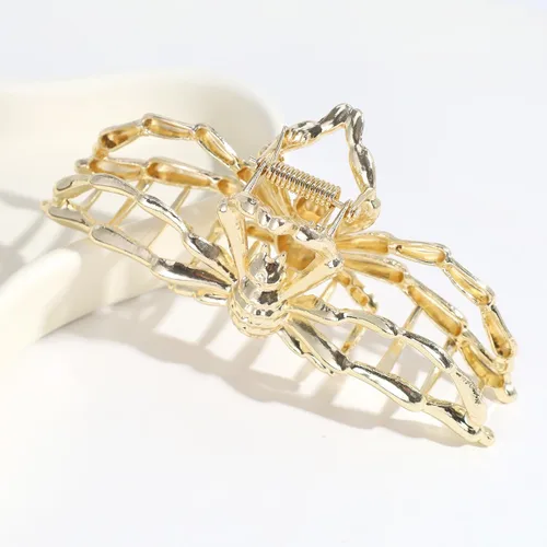 Miniatura 5 de Pinzas para el pelo de araña dorada de metal francés, pasadores grandes sin arrugas para cabello grueso y fino, horquillas elegantes para decoración