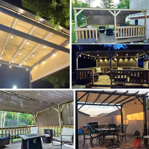 Miniatura 5 de Patio 12 x 11 pies Toldo de Pérgola de Reemplazo con Ojales y Varillas Ponderadas para Protección Solar al Aire Libre, Bloque UV para Gazebo, Patio