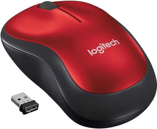 Logitech Ratón inalámbrico M185, 2.4 GHz con mini receptor USB, duración de la batería de 12 meses, seguimiento óptico de 1000 DPI, PC/Mac / Rojo